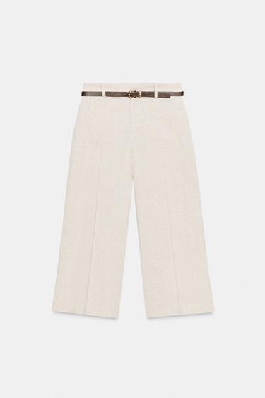 PANTALÓN CULOTTE CINTURÓN - Beige claro de Zara