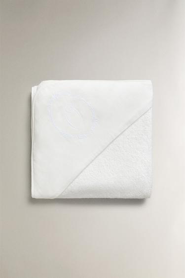 Zara CHIFFON HOODED BABY TOWEL WITH LETTERS - 