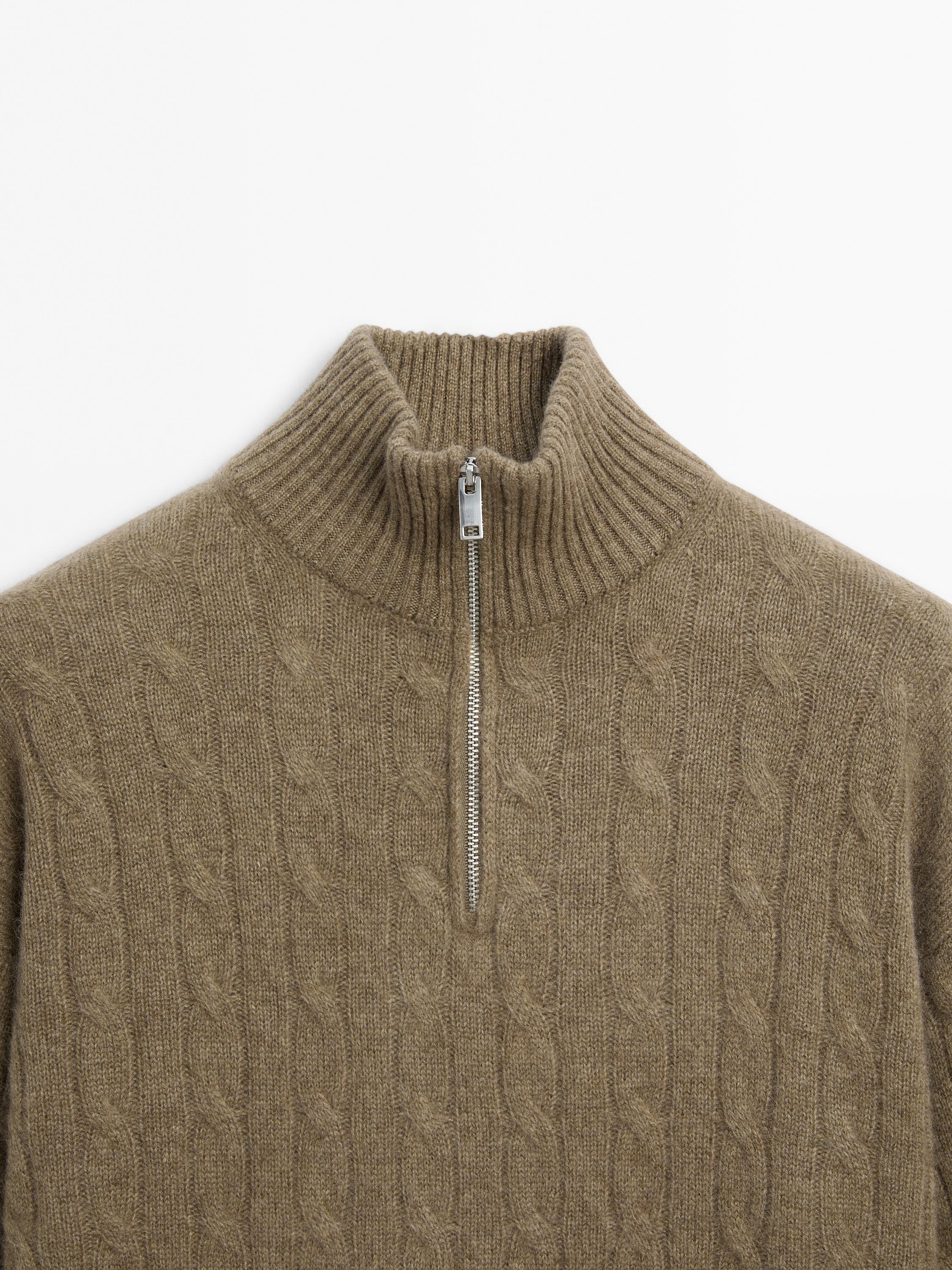 100% cashmere high neck sweater with zip