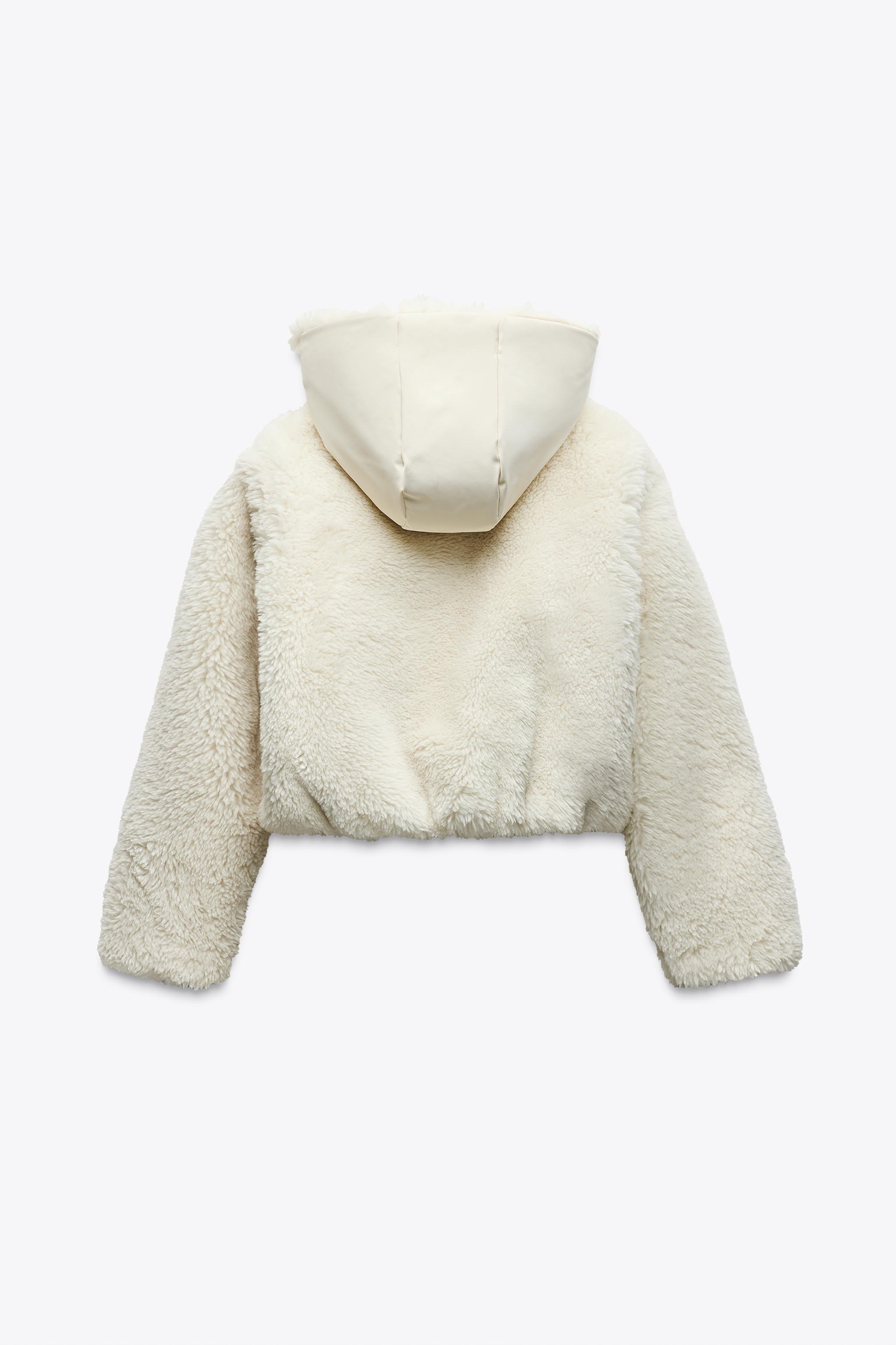 ZARA - 【ZARA】ザラ M クロップド フェイクボア シャツ
