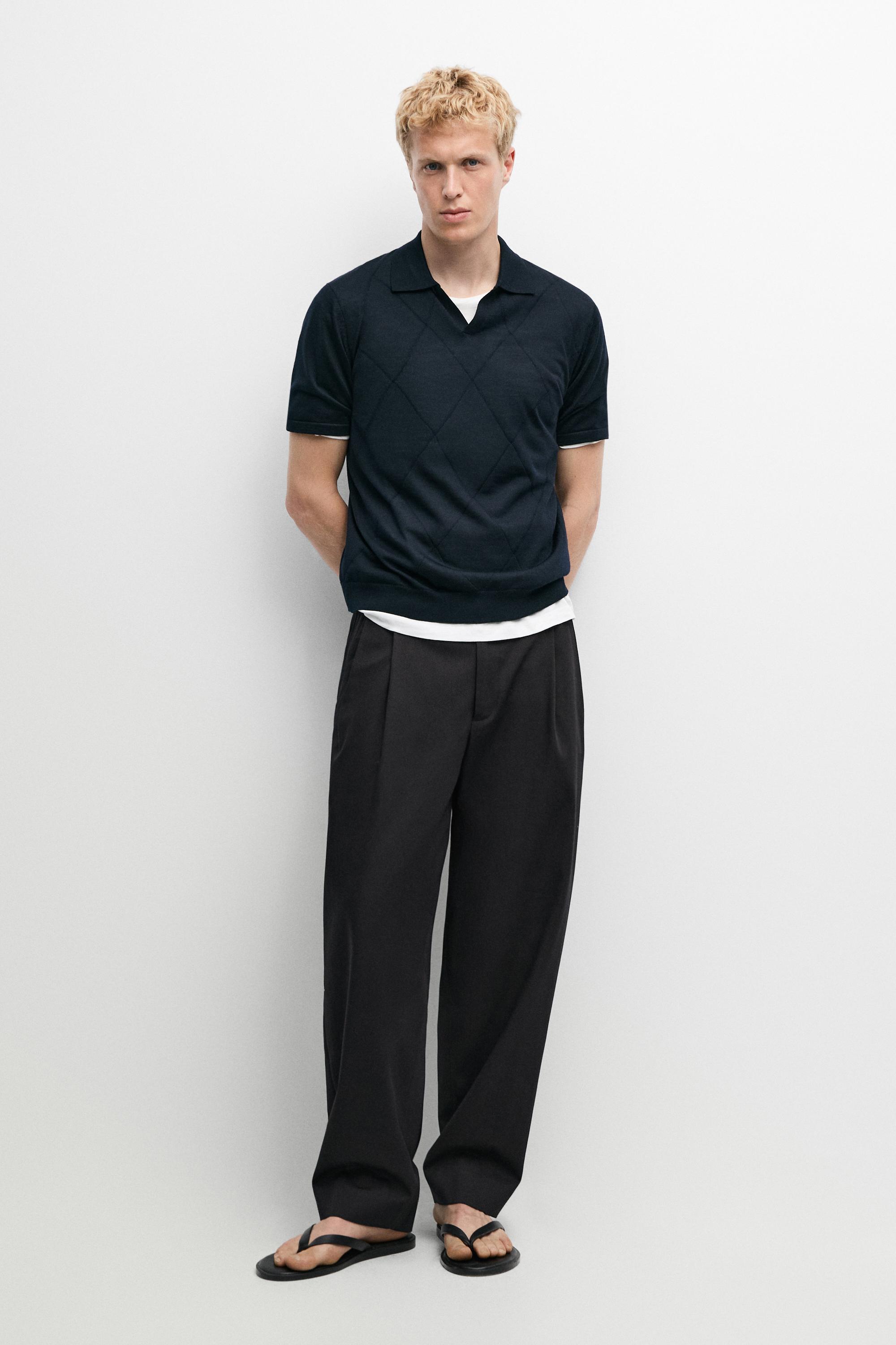 Argyle knit polo sweater — Navy blue