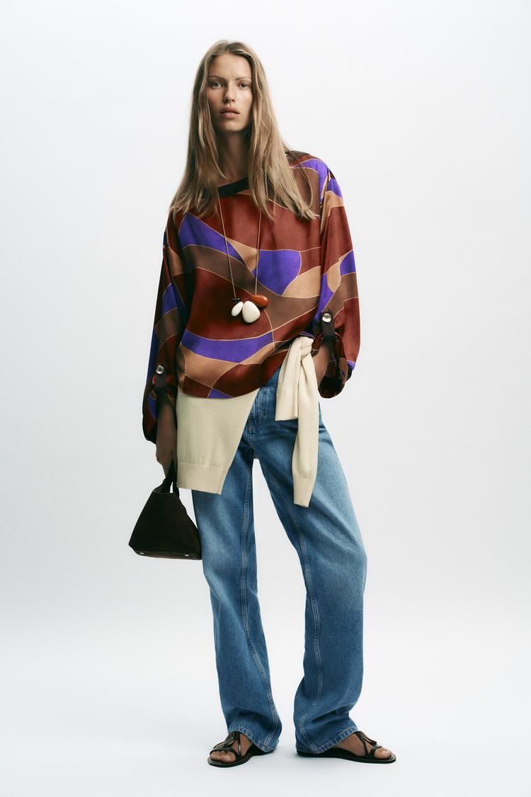 CAMISA SATINADA ESTAMPADA Multicolor ZARA Mexico