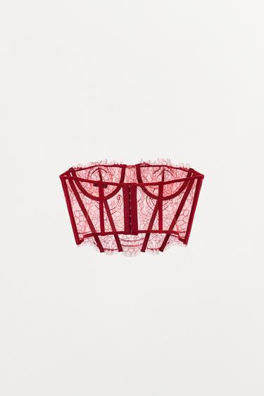 LACE UNDERWIRE CORSET - Red by Zara - Image 4