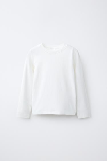 Zara PLAIN RIBBED SHIRT - White