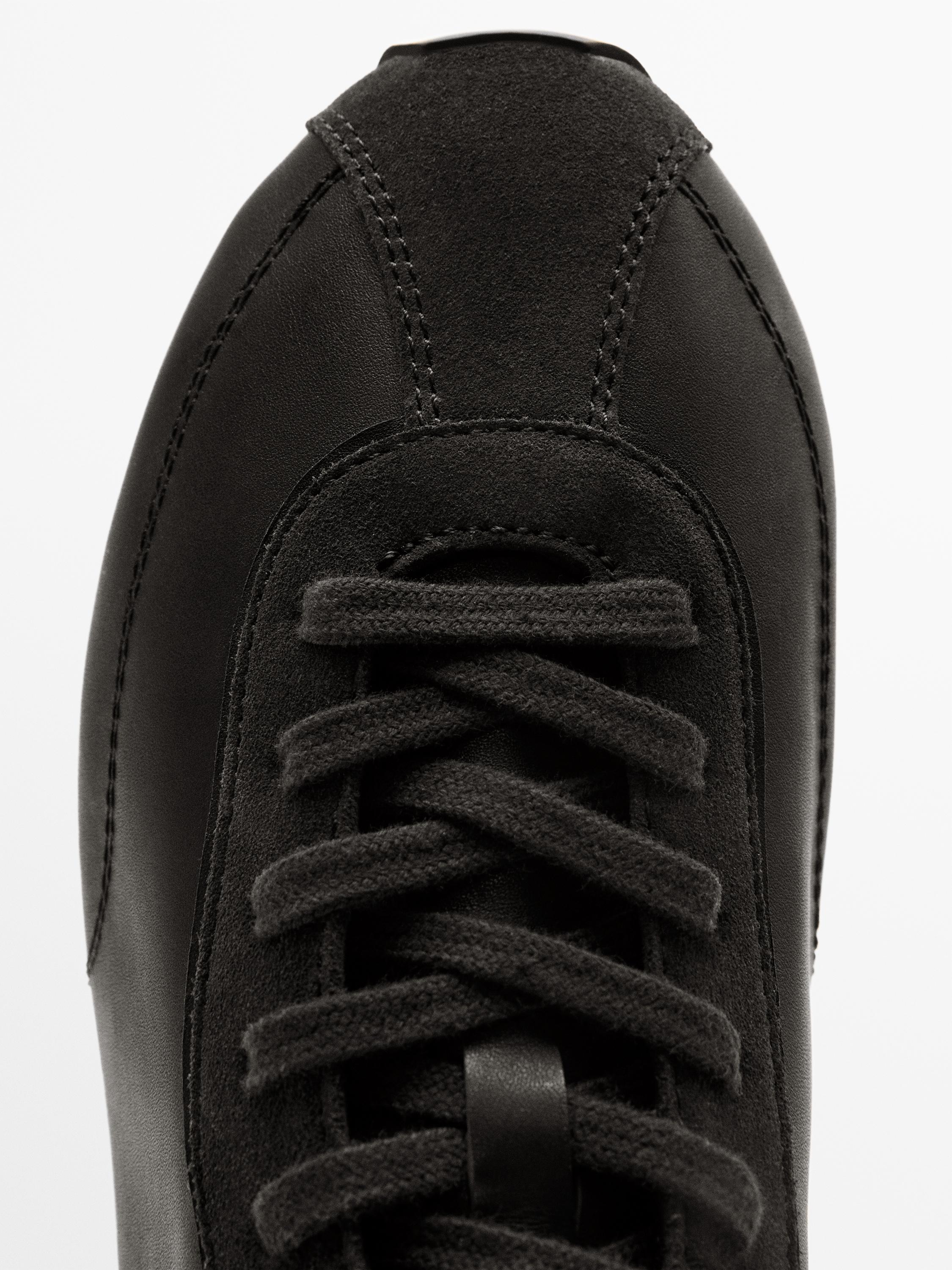 Leather trainers with thin sole
