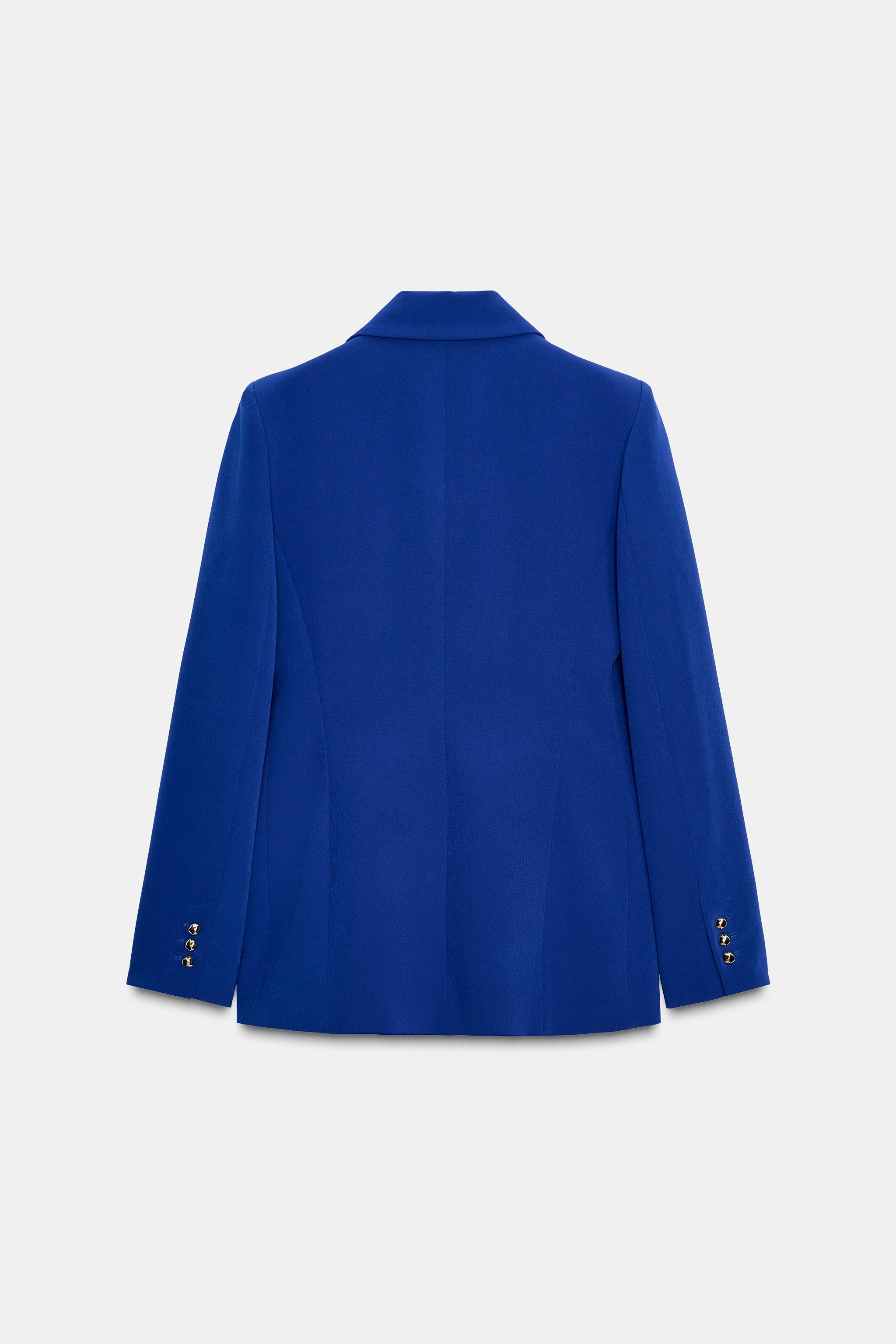 新品タグ付き 【ZARA】ダブルブレスト仕様ショルダーパッド入りブレザー ショルダーパッド入りダブルブレスト仕様ブレザー - サンド/ブラック