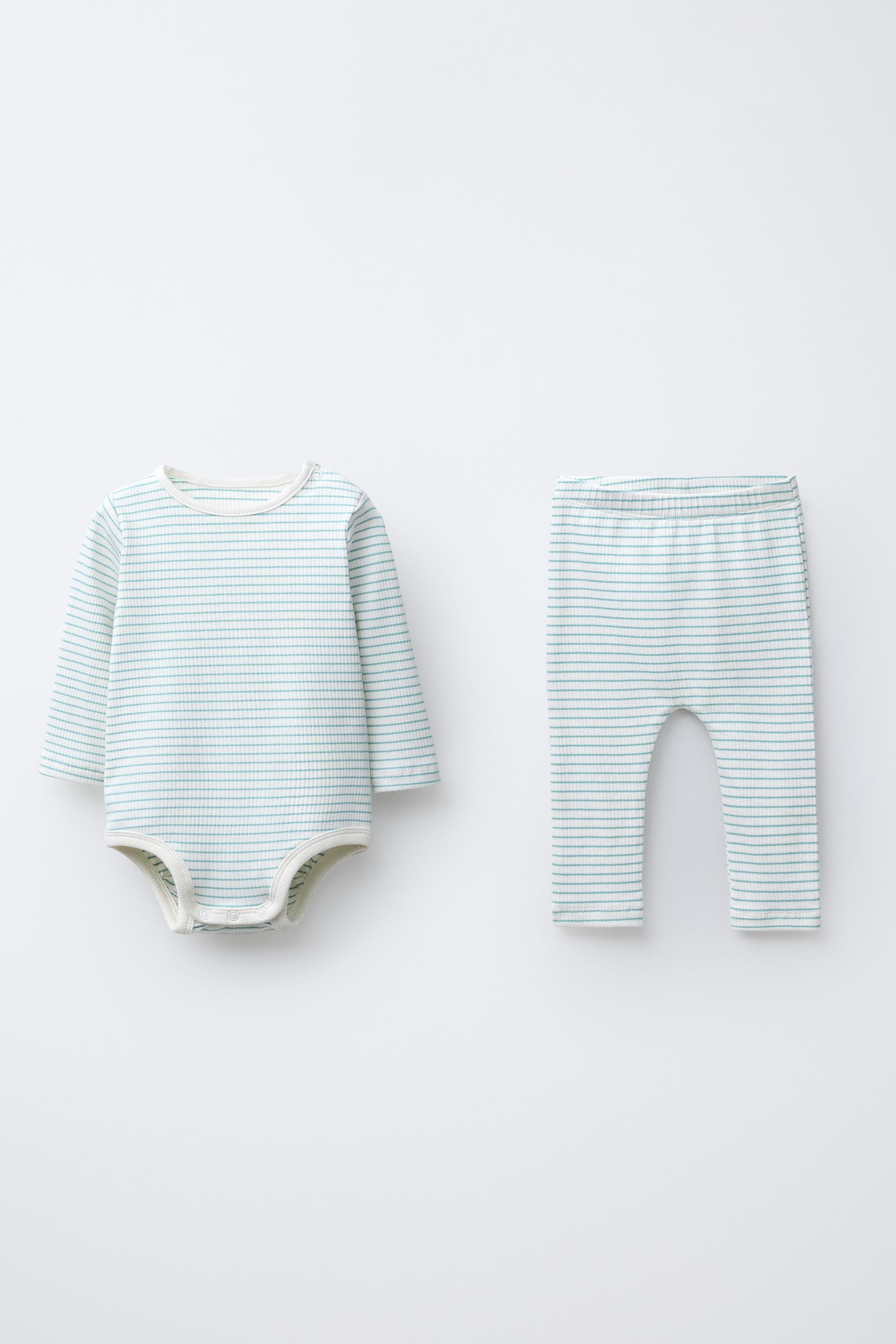 STRIPED BODY AND LEGGINGS SET Sea green ZARA Belgique Belgium