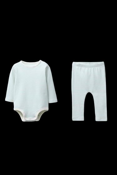 STRIPED BODY AND LEGGINGS SET - Sea green by Zara - Image 0
