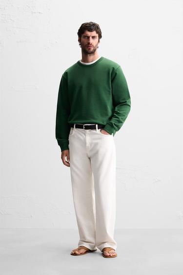 SUDADERA CREW NECK BÁSICA - Verde de Zara