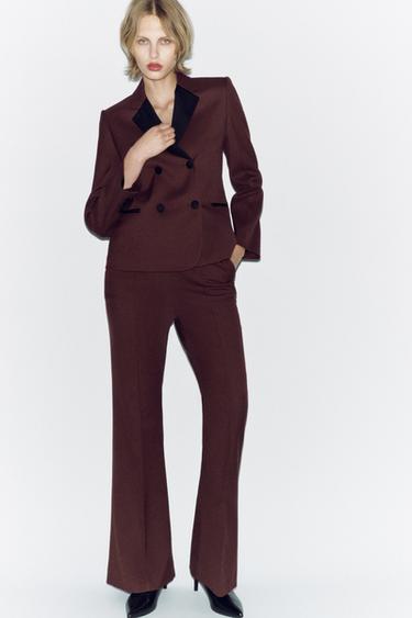 БЛЕЙЗЕР С КОНТРАСТНЫМИ ДЕТАЛЯМИ — ZW COLLECTION — БОРДОВЫЙ от Zara — изображение 0