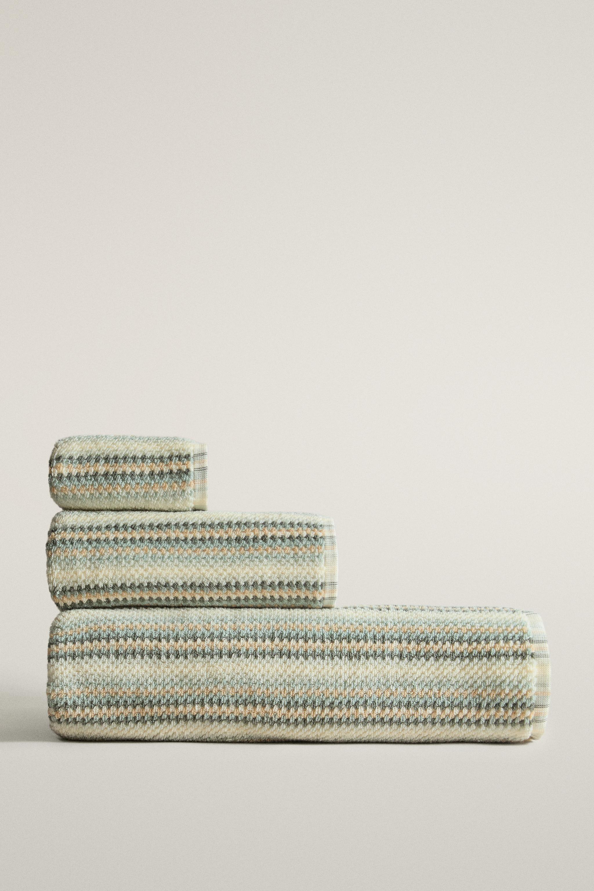 SERVIETTE DE BAIN RAYÉE COTON
