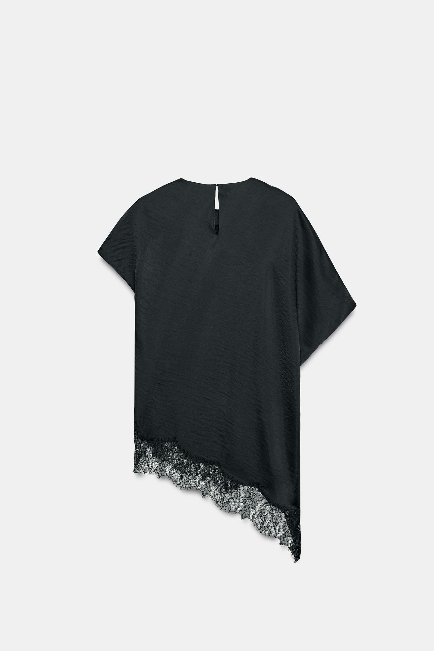 Женский топ Zara ZW Collection Lace, цвет: Чёрный — фото 7