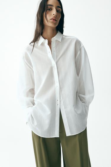 CAMISA RAYAS - Blanco de Zara