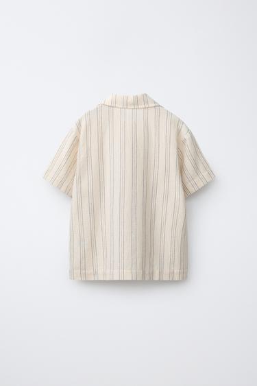 STRIPED SHIRT WITH EMBROIDERY - Ecru by Zara - Image 1
