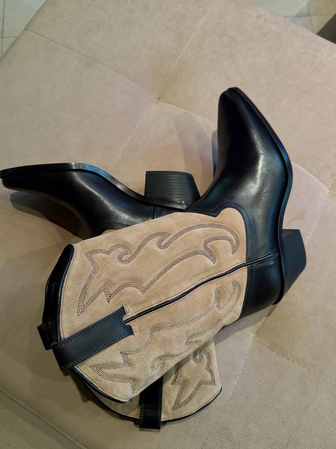COMBINED LEATHER EMBROIDERED BOOTS - Image 4