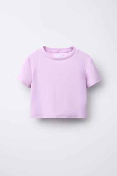 PACK CHEMISE EN POPELINE RAYÉE AVEC T-SHIRT CÔTELÉ - Mauve de Zara - Image 3