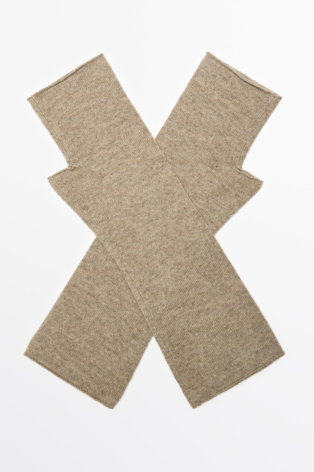 Wool and cashmere knit mittens — Light brown