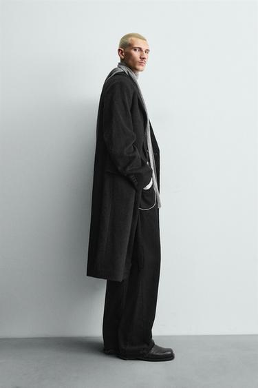 MANTEAU CROISÉ AVEC LAINE - Noir de Zara - Image 3