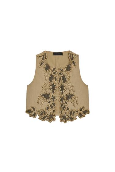 ZW COLLECTION CONTRAST EMBROIDERED WAISTCOAT