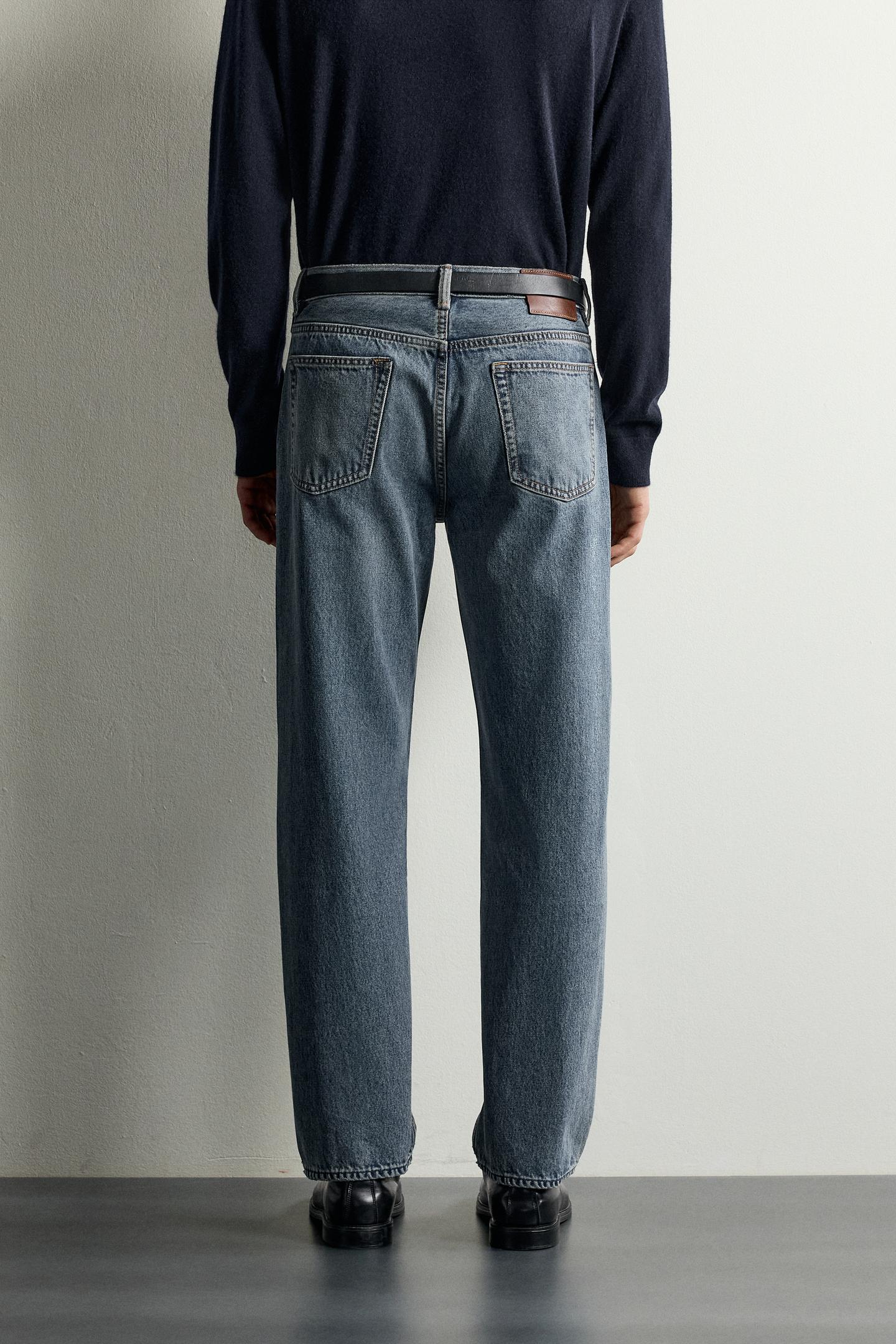 Мужские джинсы Zara Straight-Fit, цвет: Индиго — фото 3