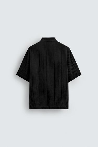 Zara FLUID TEXTURED SHIRT - Black