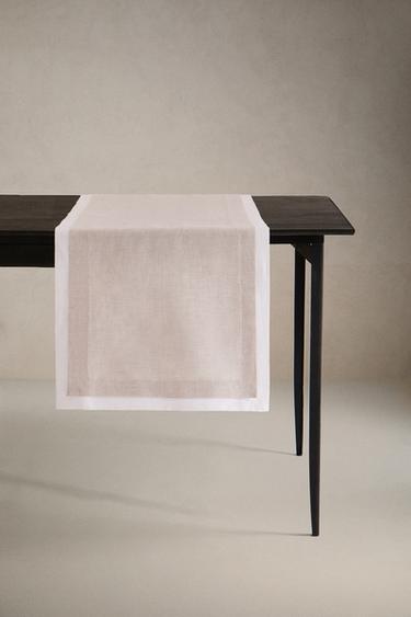 DOUBLE-LAYER LINEN TABLE RUNNER - Ecru by Zara