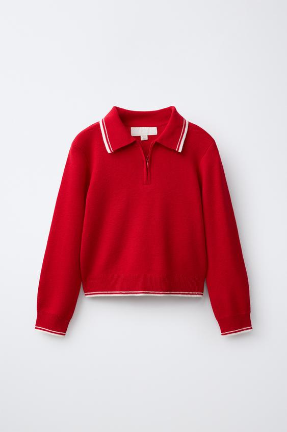 ZIP-UP KNIT JUMPER - Red by Zara - Image 0