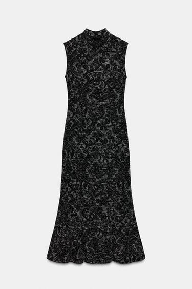 메탈릭 얀 자카드 원피스 - Zara 블랙 / 실버