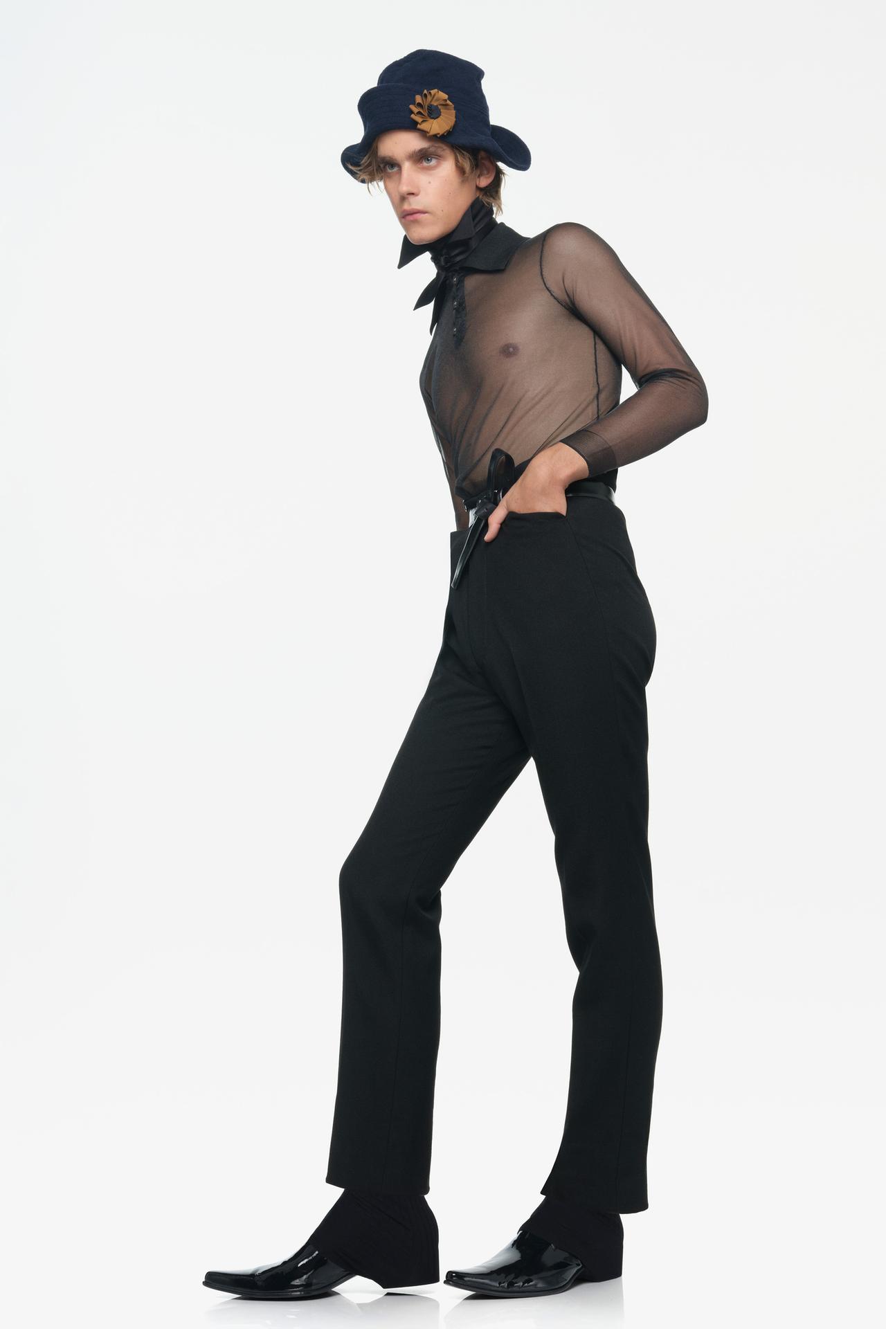 LIMITED EDITION SEMI-SHEER KNIT POLO — Black