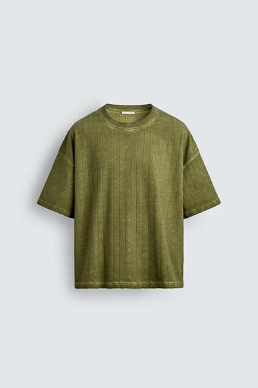 RIBBED RELAXED FIT T-SHIRT - Green by Zara