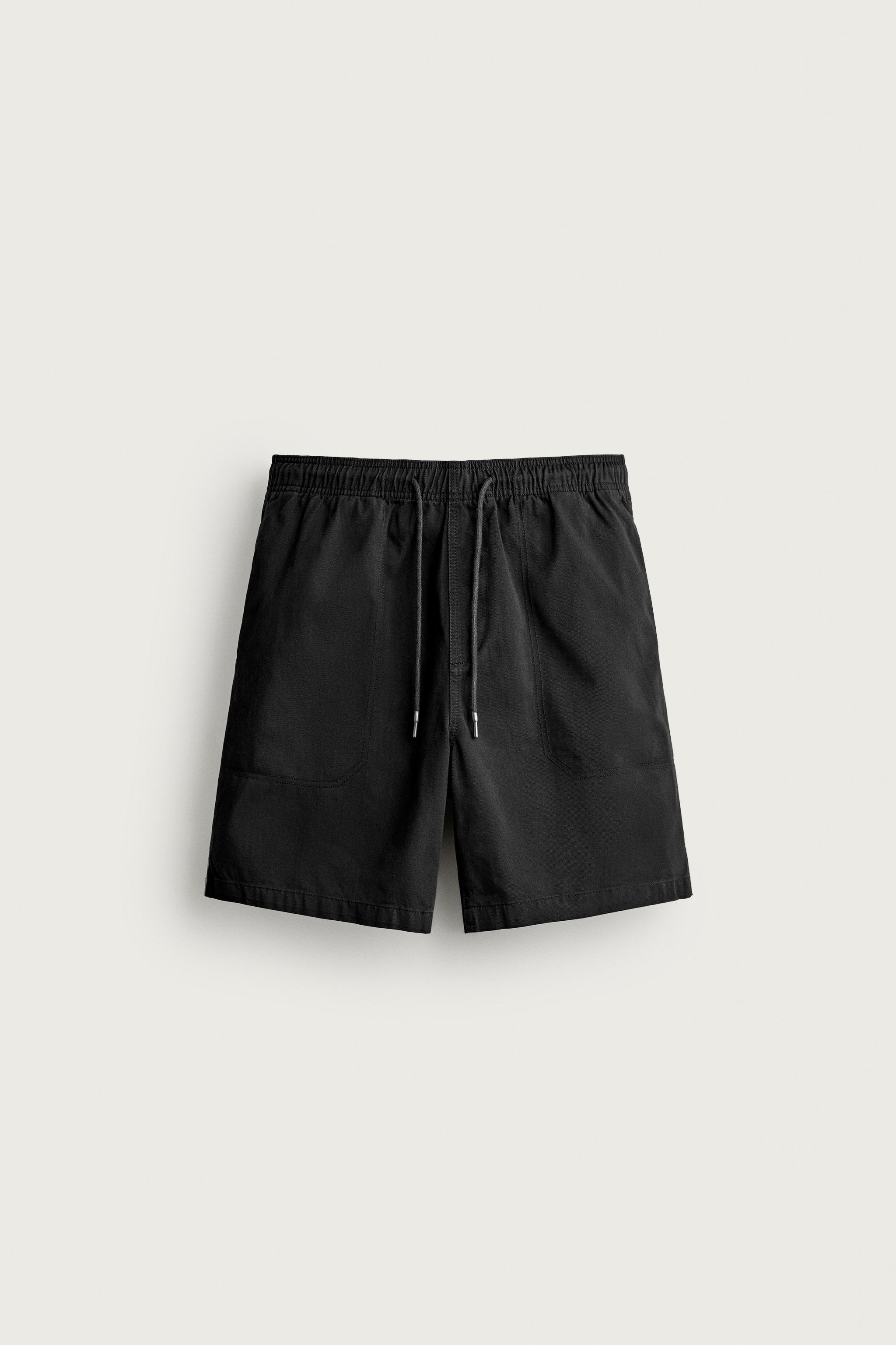 WASHED RELAXED FIT SHORTS — Black