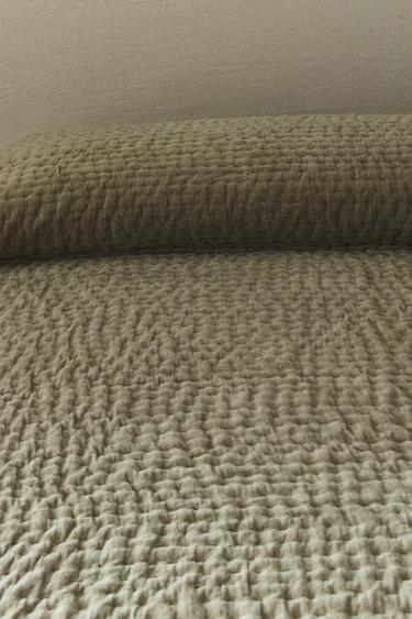 BETTÜBERWURF SAMT WASHED-LOOK - Hellbeige von Zara