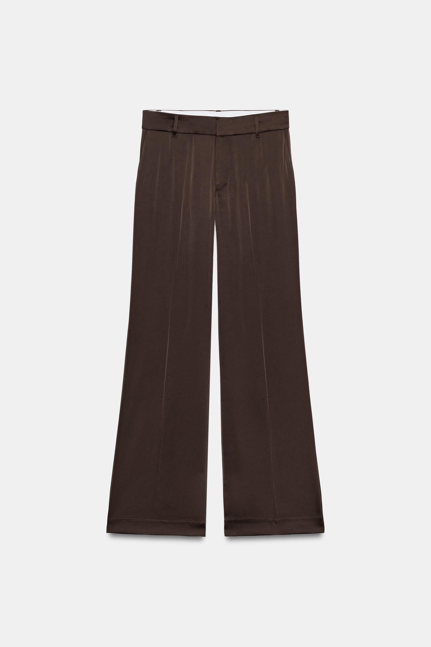 Женские брюки Zara Low-Rise Satin, цвет: Шоколадный — фото 6