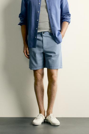 SHORT DÉLAVÉ REGULAR FIT - Bleu clair de Zara