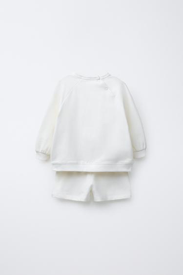 LABEL SWEATSHIRT AND SHORTS SET - Oyster-white by Zara - Image 1