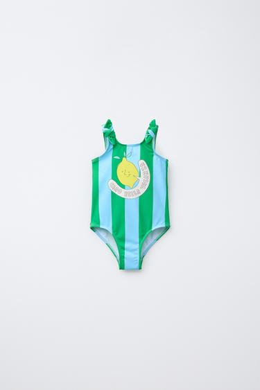 2-6 YEARS/ STRIPED LEMON SWIMSUIT - Blue / Green by Zara