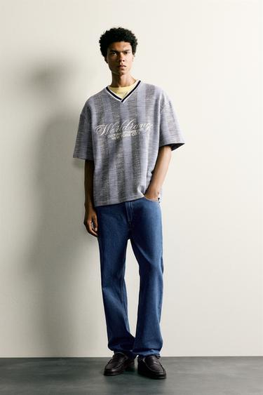 RETRO FOOTBALL JACQUARD EMBROIDERED SWEATSHIRT - blue/black by Zara - Image 0