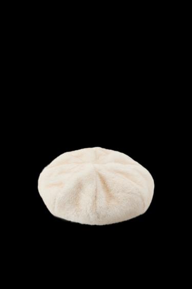 FAUX FUR BERET - Ecru by Zara