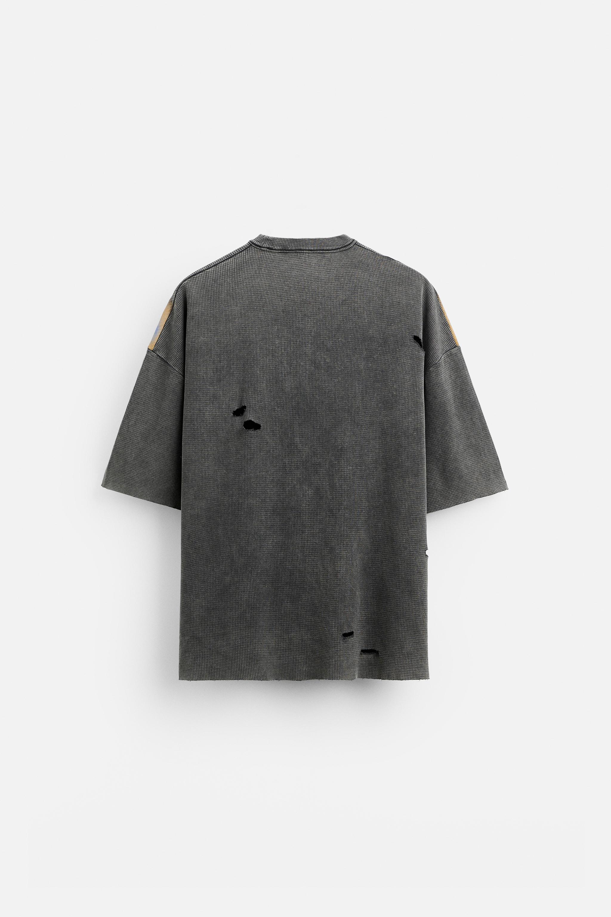 FADED PRINTED KNIT T-SHIRT - Anthracite Grey | ZARA New Zealand