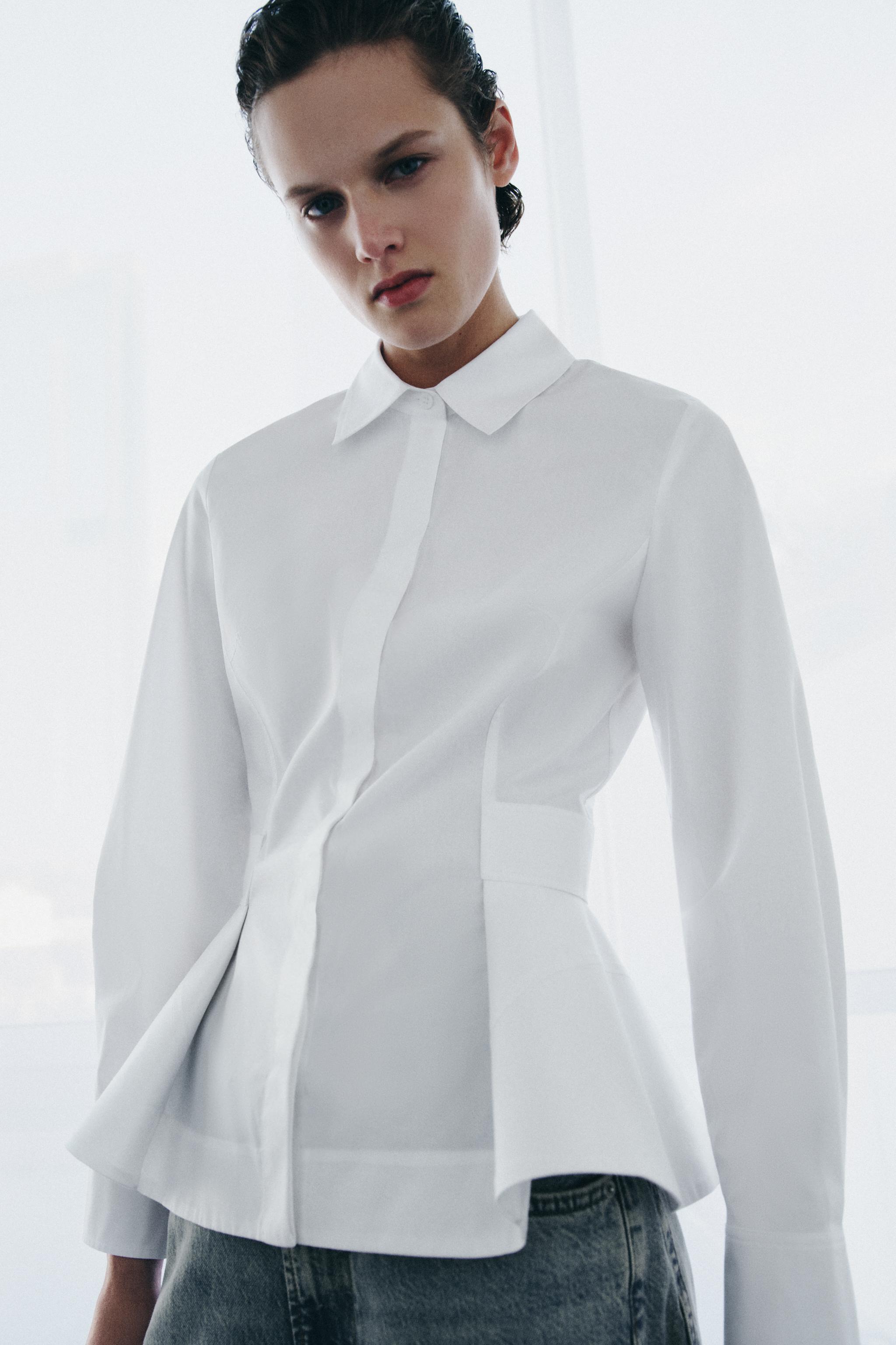 ZW COLLECTION POPLIN PEPLUM SHIRT