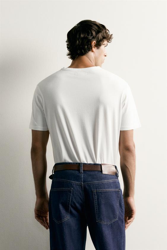 T-SHIRT DÉLAVÉ REGULAR FIT - Blanc cassé de Zara - Image 2