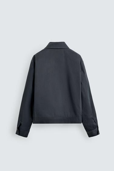 RELAXED FIT COTTON JACKET - Blue / Grey by Zara - Image 7