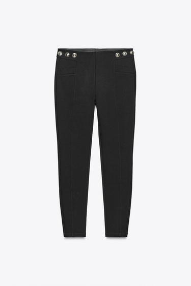 LEGGINGS BOTÓN DORADO - Negro de Zara