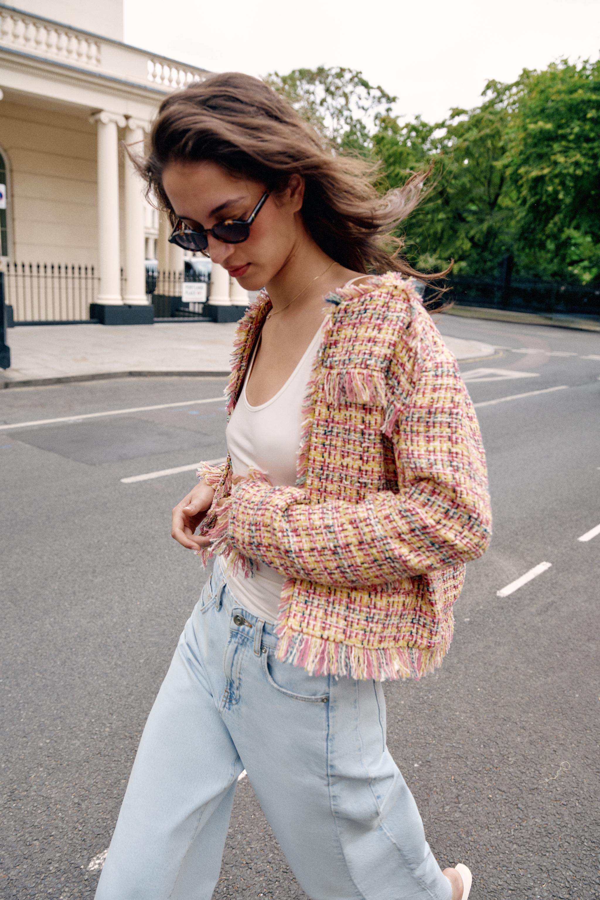 Женские пиджаки Zara TEXTURED FRINGE BLAZER — фото 4