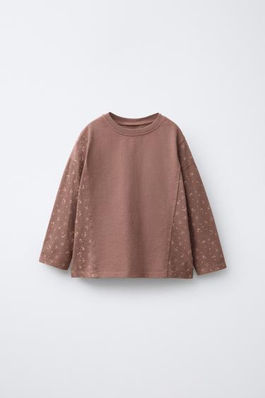 CAMISETA ESTAMPADO FLORES - Marrón de Zara