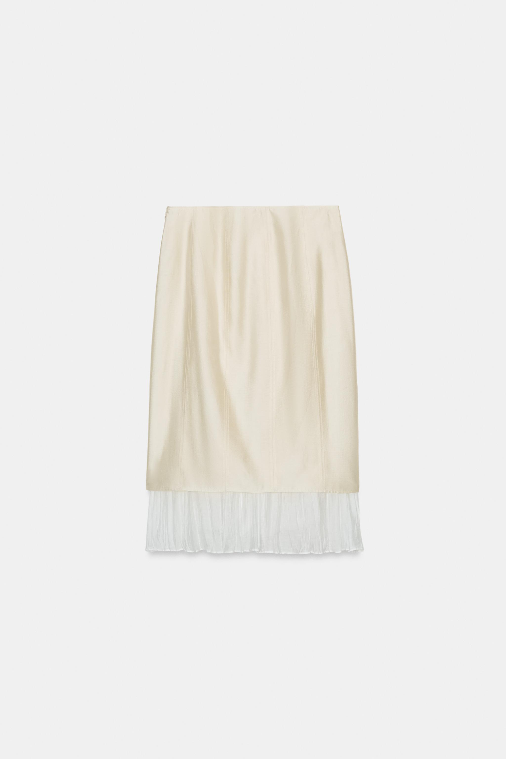 ZW COLLECTION COMBINED MIDI SKIRT - Ecru | ZARA South Africa