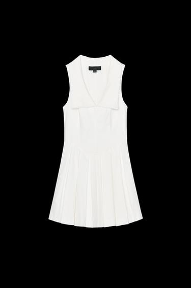Zara SHORT DRESS WITH PLEATED COLLAR - White - Image 0