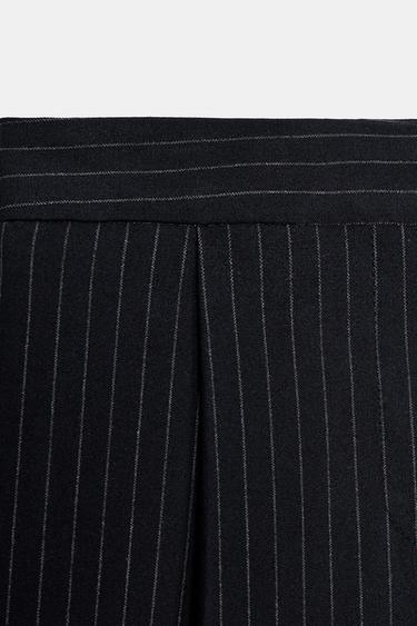 PANTALON LARGE À PINCES RAYURES - Bleu marine de Zara - Image 8