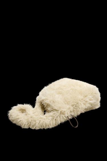 Zara FAUX FUR CROSSBODY BAG HARRY LAMBERT FOR ZARA x DISNEY - Ecru