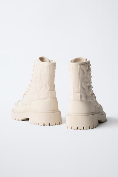 BOTTINES MATELASSÉES - Blanc écru de Zara - Image 4
